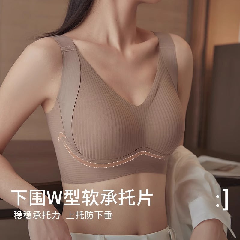 新款调整型无痕内衣女大胸显小文胸防下垂大码无痕收副乳女士胸罩