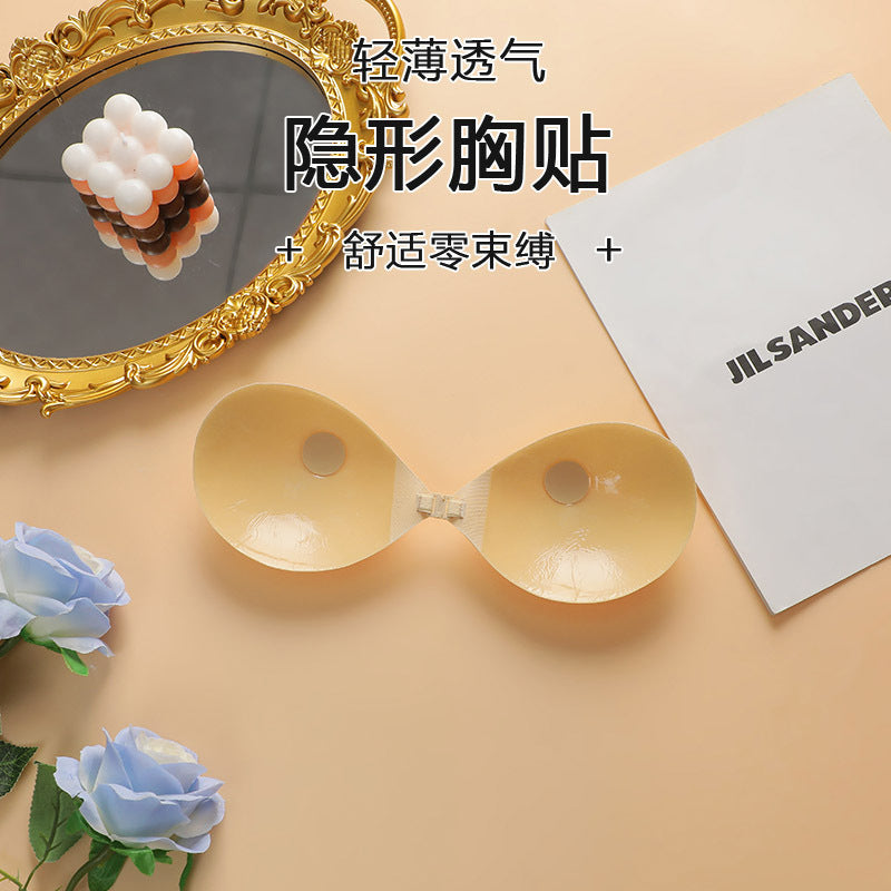 亚马逊胸贴婚纱用硅胶隐形大胸薄款透气吊带小胸聚拢上托防汗乳贴