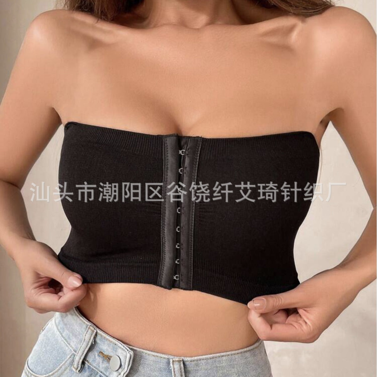 跨境欧美一字围收胸托胸排扣款拉背束胸收胸裹胸衣薄款透气裹胸