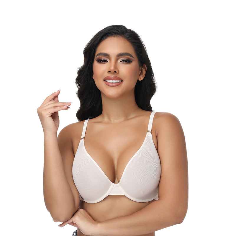 跨境性感无衬里低胸网布透视性感文胸钢圈胸罩欧美大码内衣