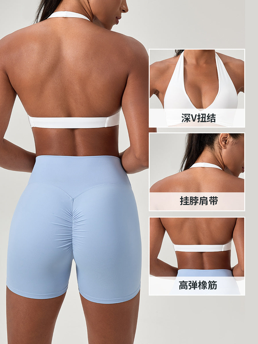 欧美爆款瑜伽文胸女挂脖美背健身内衣性感无钢圈运动背心Bra52764